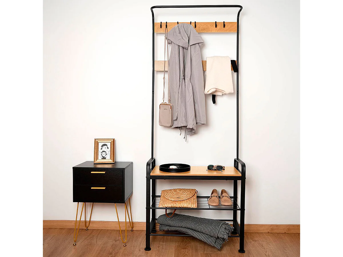 Perchero zapatero MOA Vinthera diseño industrial negro 183 cm