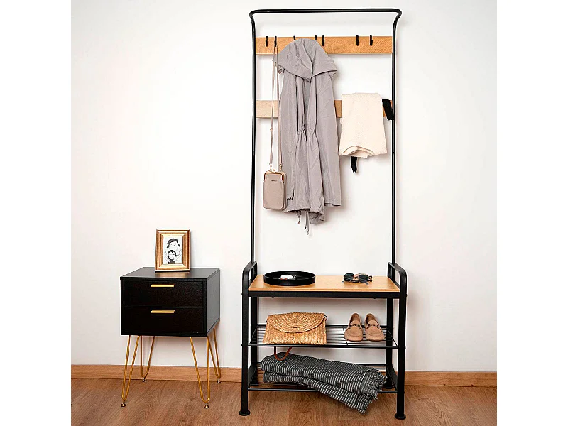 Perchero zapatero MOA Vinthera diseño industrial negro 183 cm