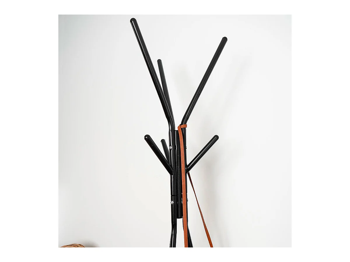 Perchero de pie MOA Vinthera 5 colgadores + 2 estantes negro 180 cm