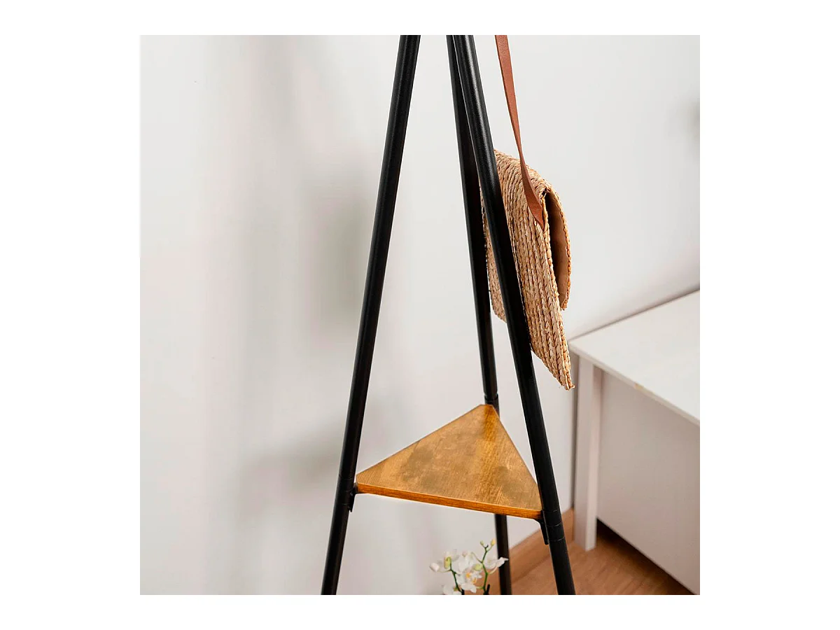 Perchero de pie MOA Vinthera 5 colgadores + 2 estantes negro 180 cm