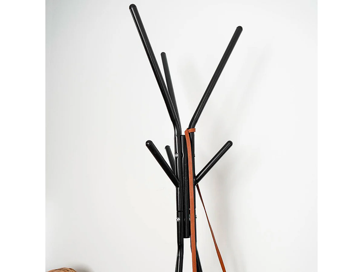 Perchero de pie MOA Vinthera 5 colgadores + 2 estantes negro 180 cm