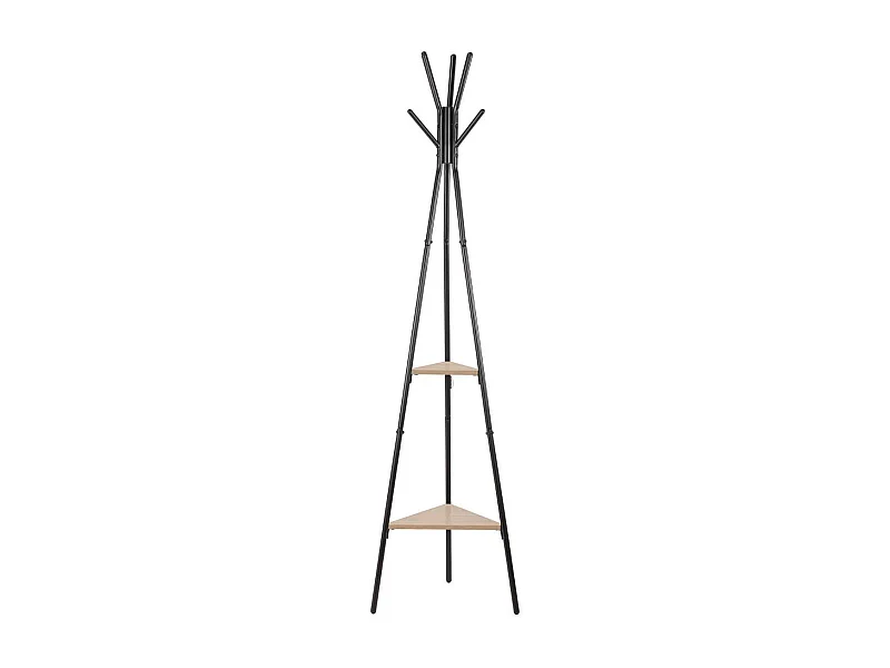 Perchero de pie MOA Vinthera 5 colgadores + 2 estantes negro 180 cm