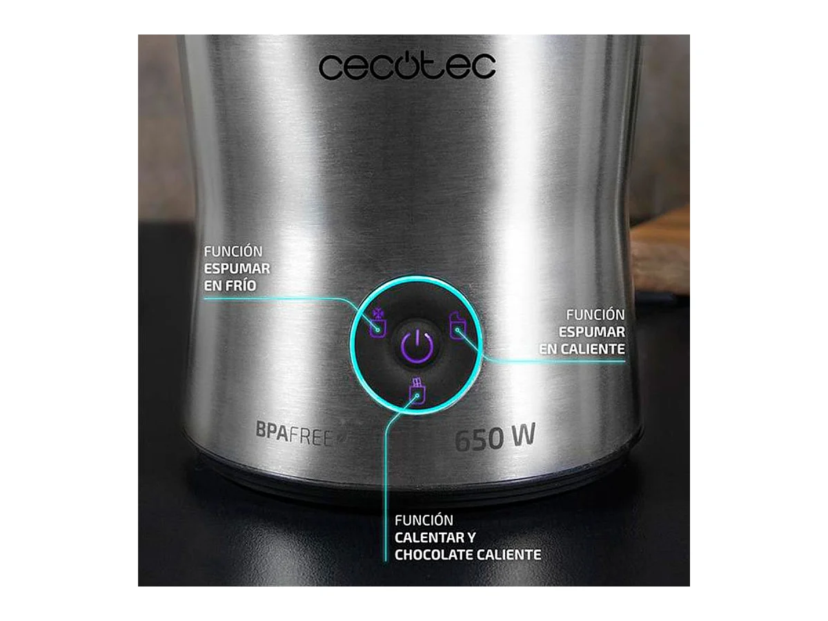 Espumador de leche Cecotec Power Moca Spume 5000 650W 4 modos inox