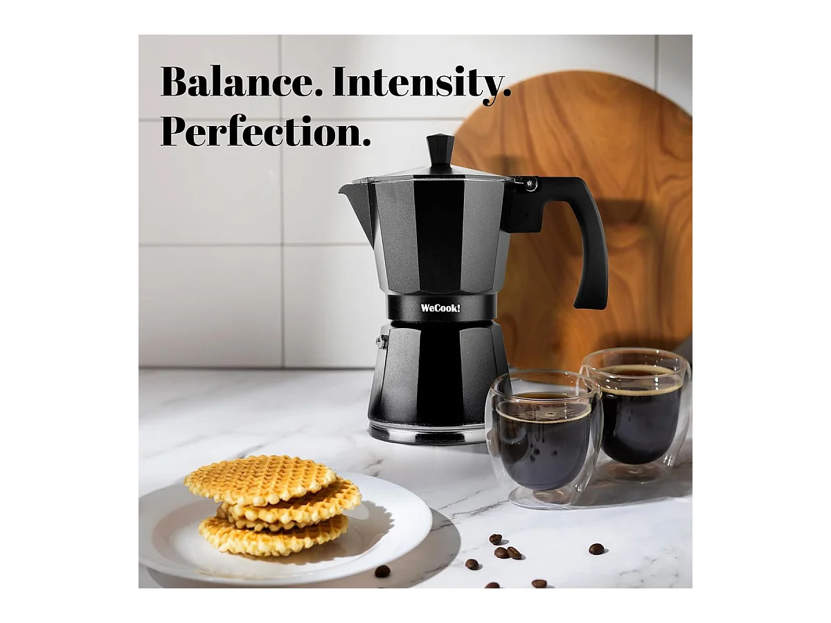 Cafetera italiana Wecook Luccia 9 tazas aluminio negro
