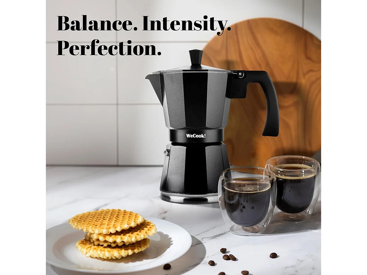 Cafetera italiana Wecook Luccia 9 tazas aluminio negro