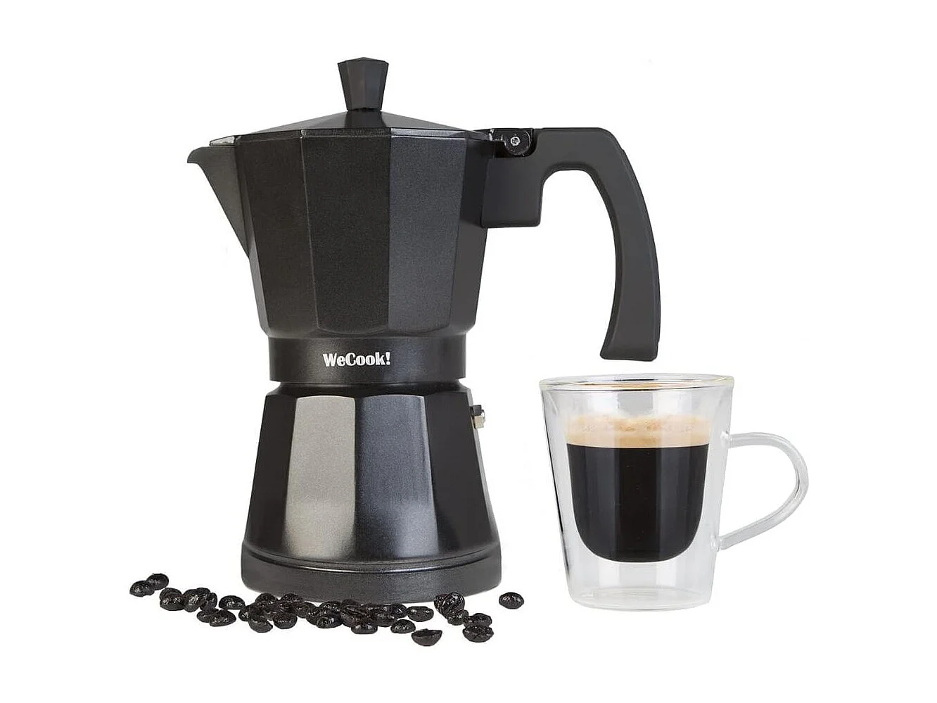 Cafetera italiana Wecook Luccia 9 tazas aluminio negro