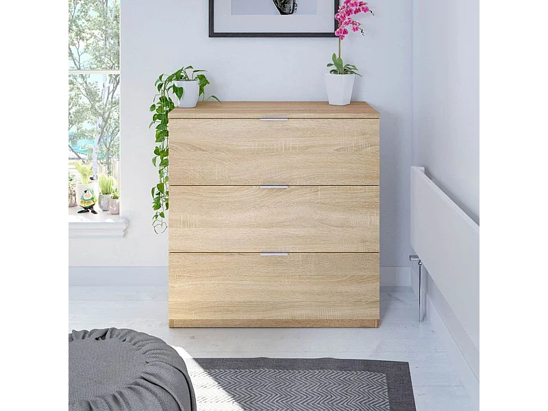 Cômoda 3 gavetas Carvalho Canadense 80x77x38 cm