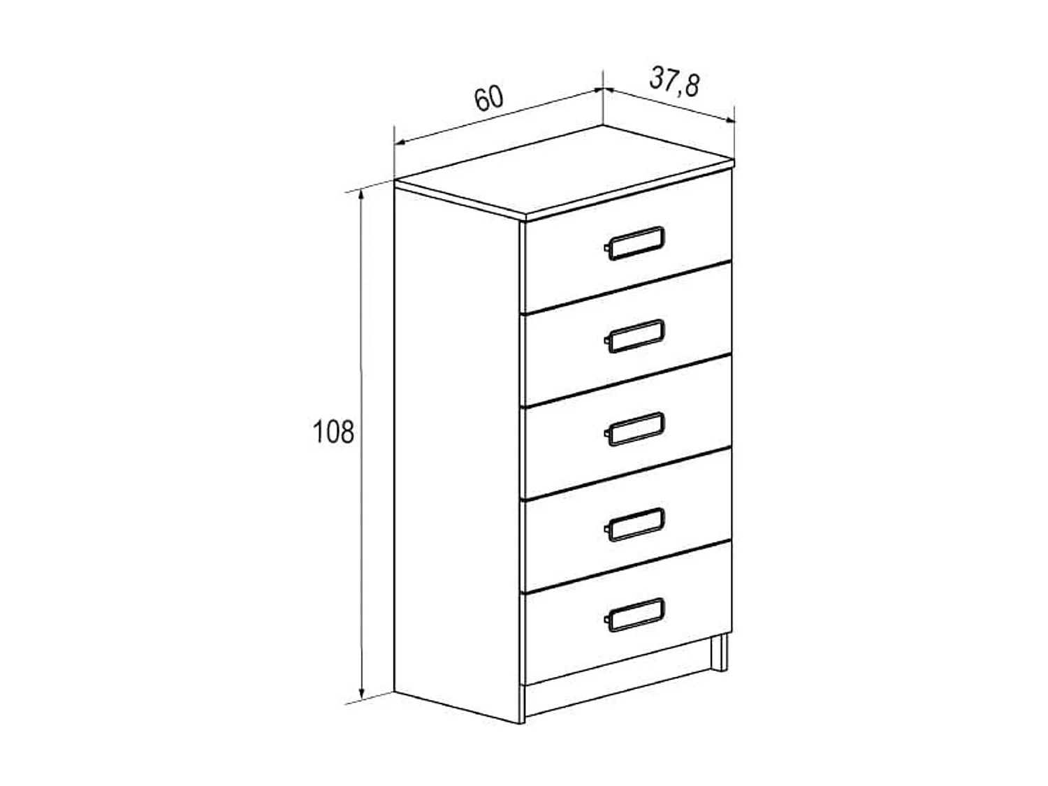 Sinfonier Donald 5 cajones Andersen/Puccini 108x60x37,8 cm