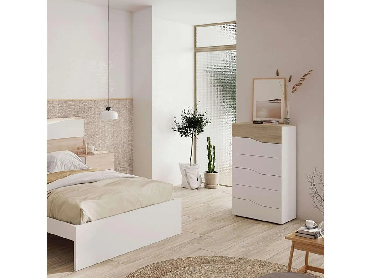 Cómoda Cannes 6 cajones sahara/blanco mate 111,1x62x41,2 cm