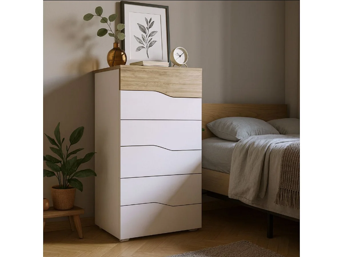 Cómoda Cannes 6 cajones sahara/blanco mate 111,1x62x41,2 cm