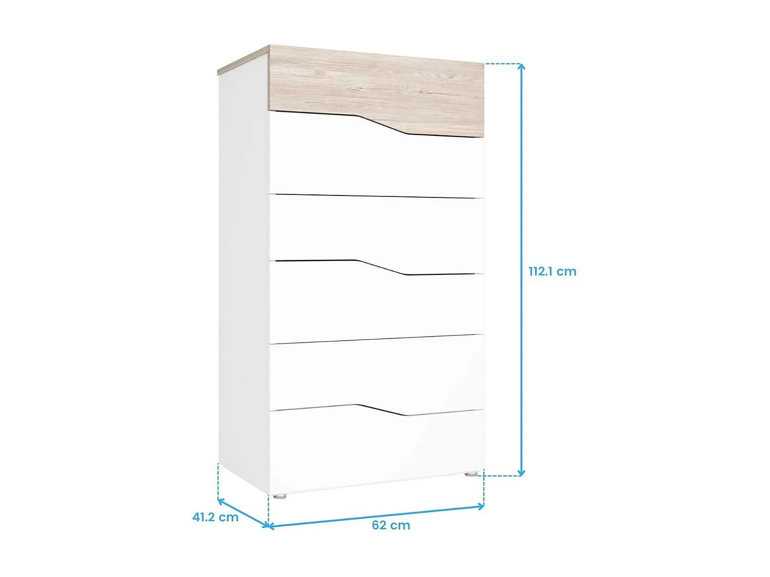 Cómoda Cannes 6 cajones sahara/blanco mate 111,1x62x41,2 cm