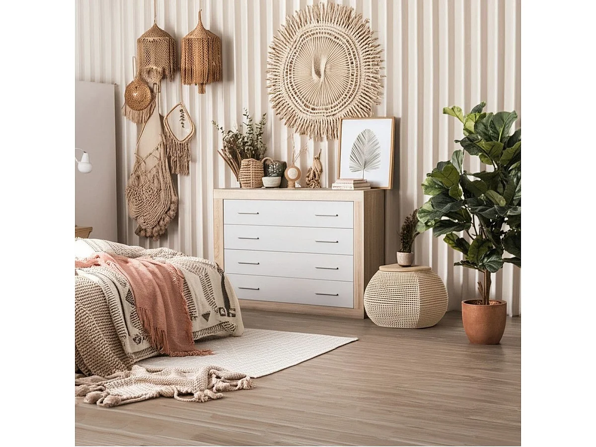 Cómoda Lara 4 cajones cambria/blanco 81,5x98x39,6 cm