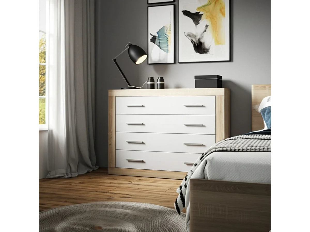 Cómoda Lara 4 cajones cambria/blanco 81,5x98x39,6 cm