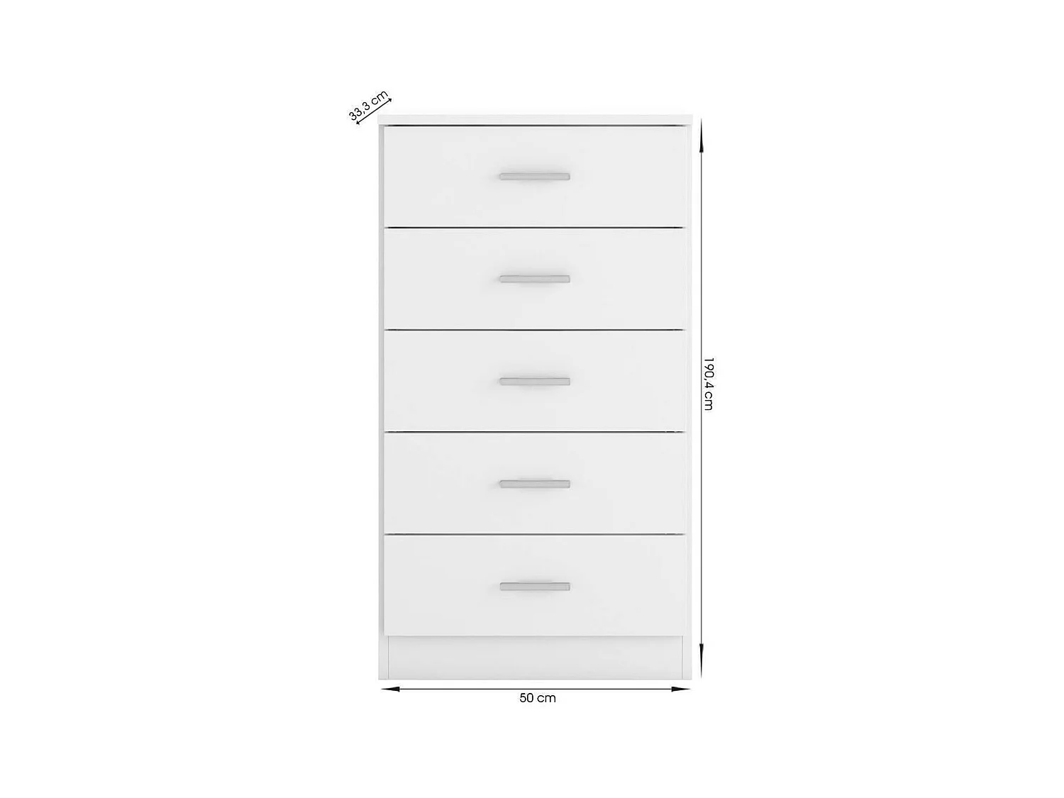 Sinfonier con 5 cajones COUPLE de 50x33,3x90 cm -Color BLANCO MATE