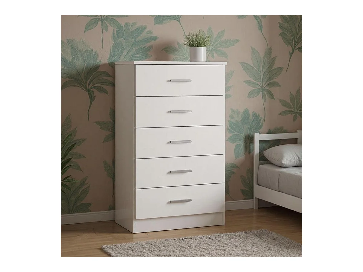 Sinfonier con 5 cajones COUPLE de 50x33,3x90 cm -Color BLANCO MATE