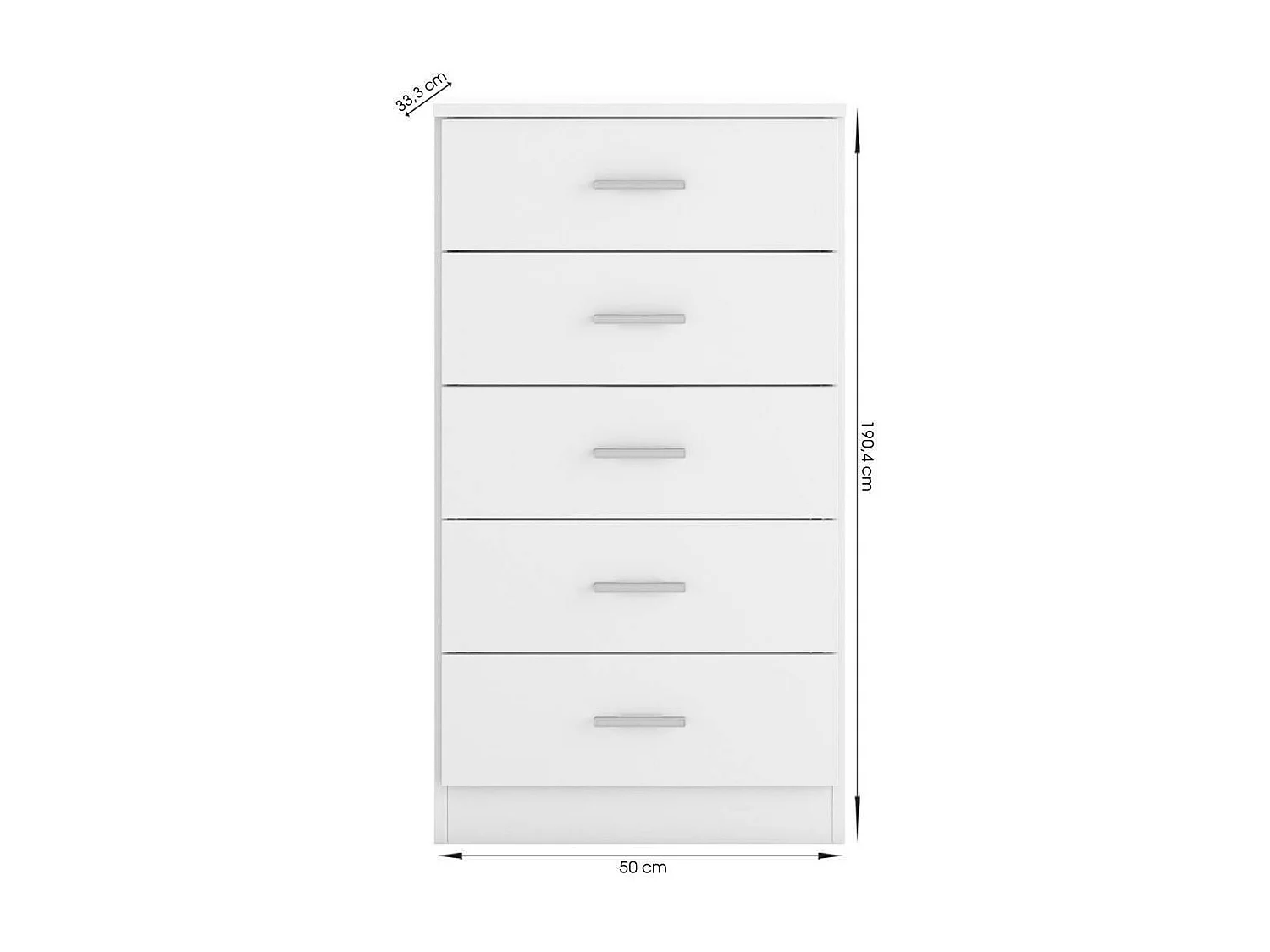 Sinfonier con 5 cajones COUPLE de 50x33,3x90 cm -Color BLANCO MATE