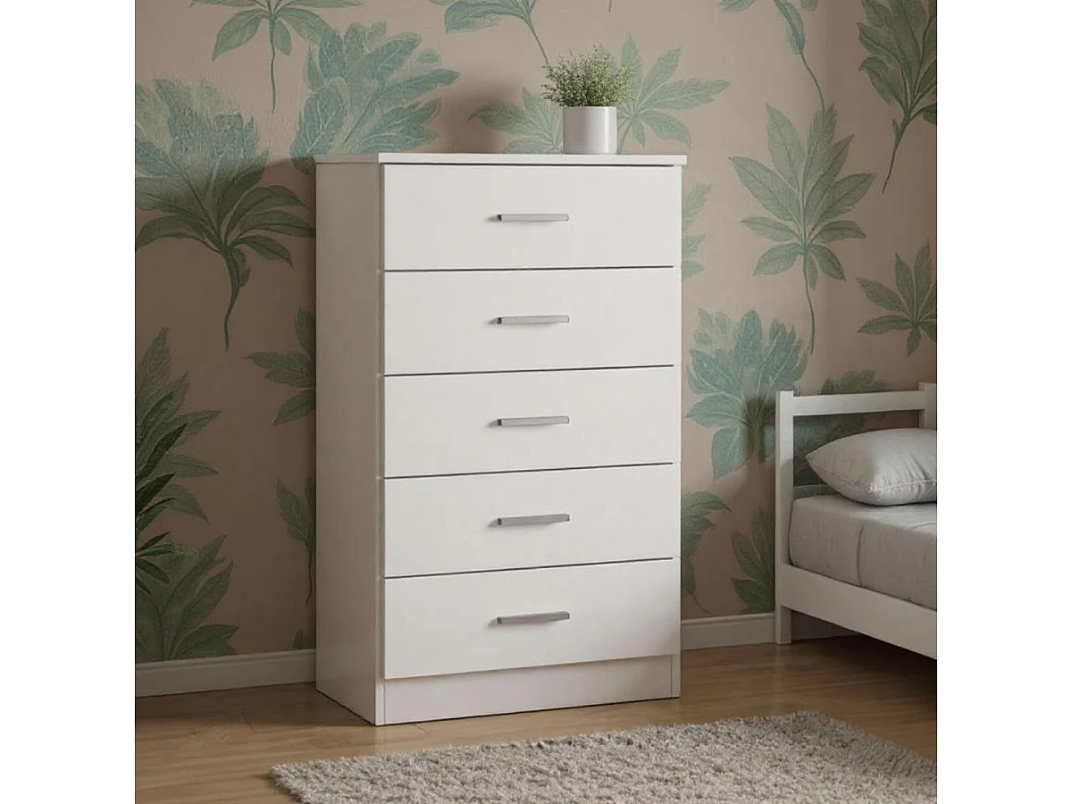 Sinfonier con 5 cajones COUPLE de 50x33,3x90 cm -Color BLANCO MATE