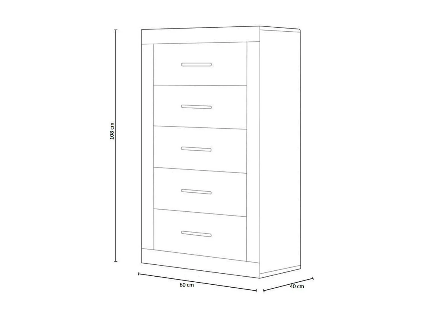 Sinfonier Lara 5 cajones cambria/blanco 108x60x40 cm