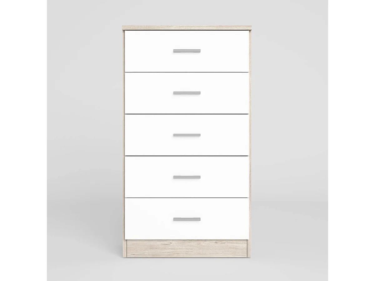 Sinfonier con 5 cajones COUPLE de 50x33,3x90 cm -Color SAHARA/BLANCO MATE