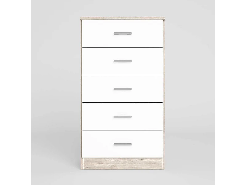 Sinfonier con 5 cajones COUPLE de 50x33,3x90 cm -Color SAHARA/BLANCO MATE