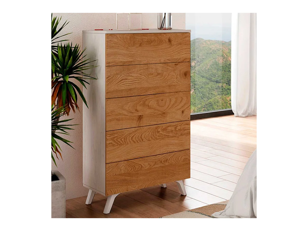 Sinfonier Soto 5 cajones roble/blanco 118,5x60x37,8 cm