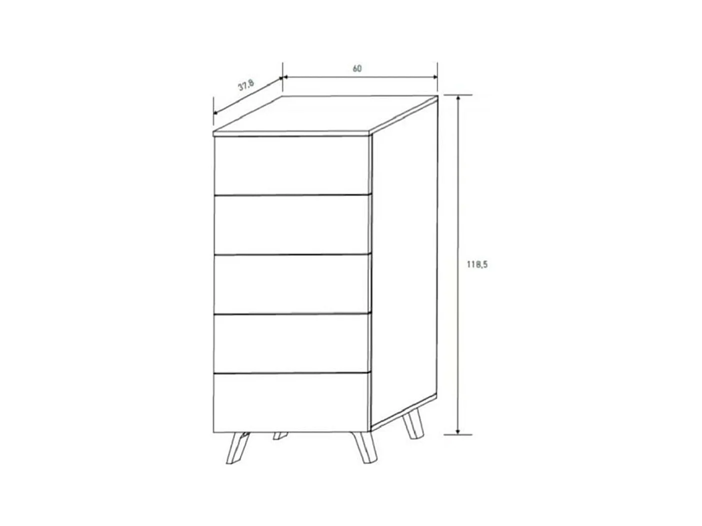 Sinfonier Soto 5 cajones roble/blanco 118,5x60x37,8 cm