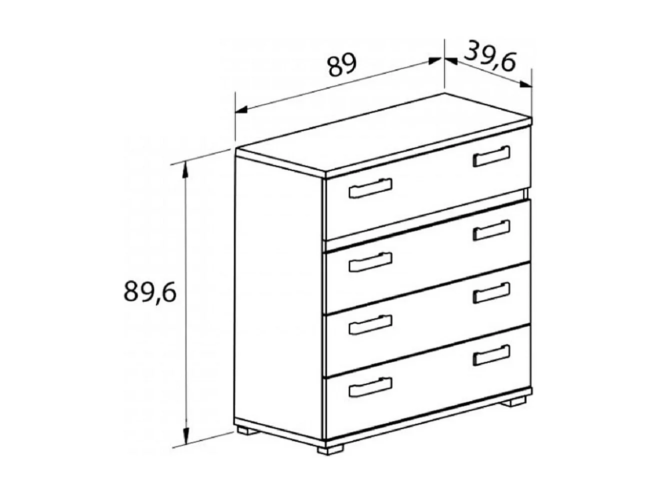 Cómoda Cabra 4 cajones blanco/grafito 89,9x89x39,6 cm