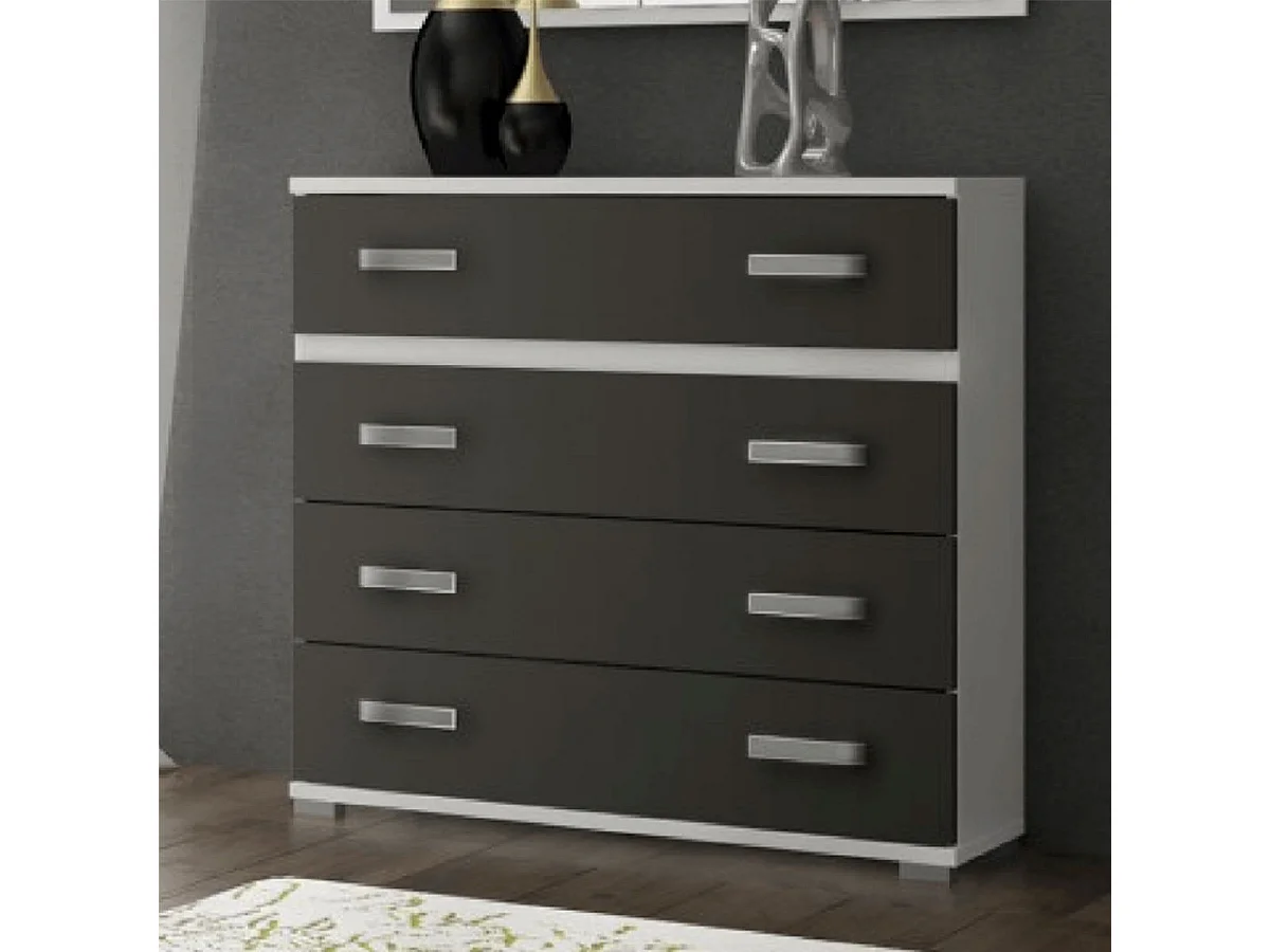 Cómoda Cabra 4 cajones blanco/grafito 89,9x89x39,6 cm