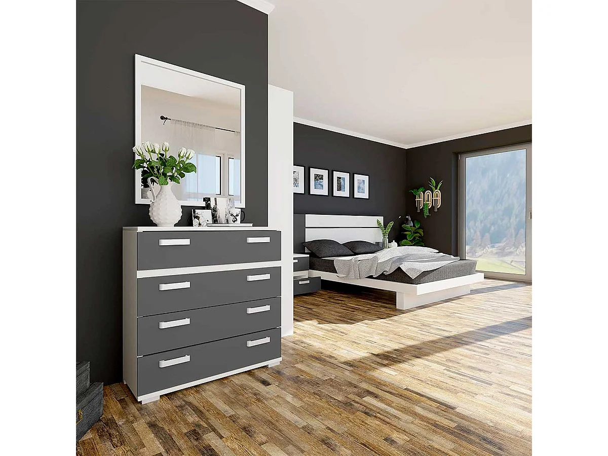 Cómoda Cabra 4 cajones blanco/grafito 89,9x89x39,6 cm