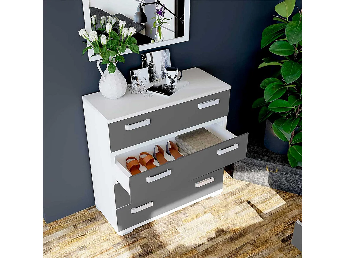 Cómoda Cabra 4 cajones blanco/grafito 89,9x89x39,6 cm