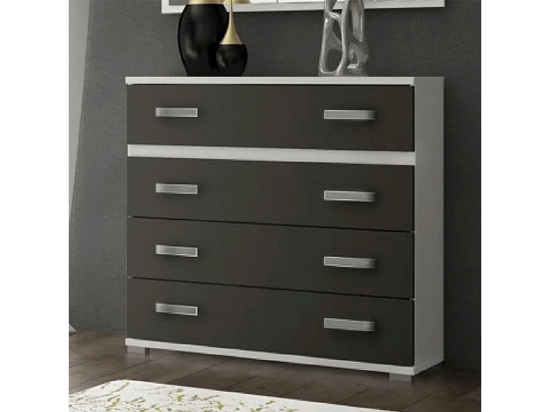 Cómoda Cabra 4 cajones blanco/grafito 89,9x89x39,6 cm