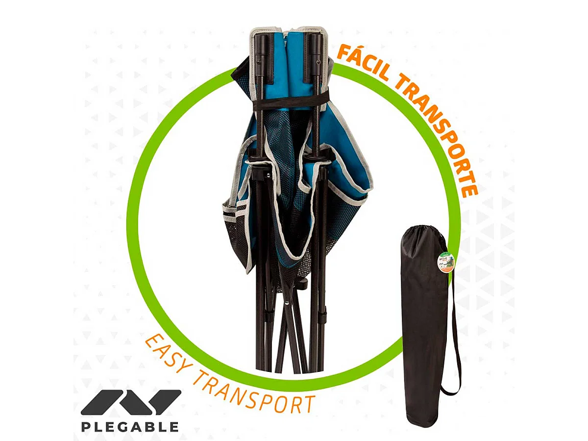 Silla tumbona Aktive Camping 2 posiciones con cojín azul