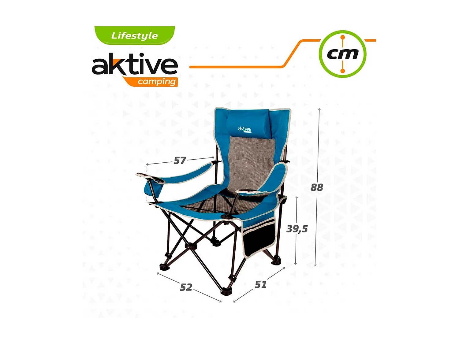 Silla tumbona Aktive Camping 2 posiciones con cojín azul