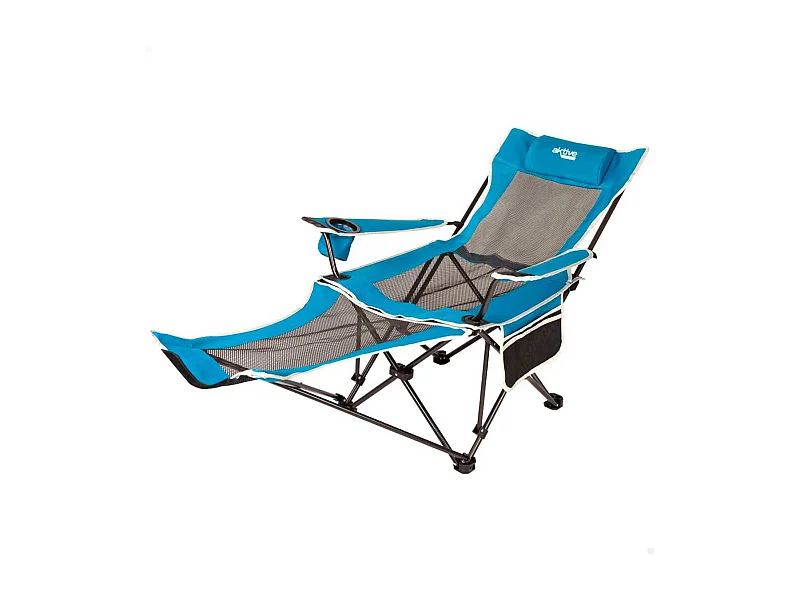 Silla tumbona Aktive Camping 2 posiciones con cojín azul