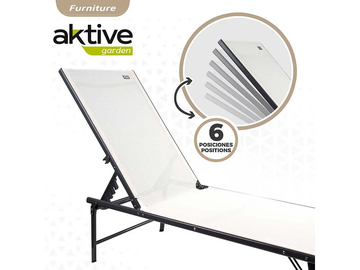 Tumbona Aktive Garden 6 posiciones plegable blanco
