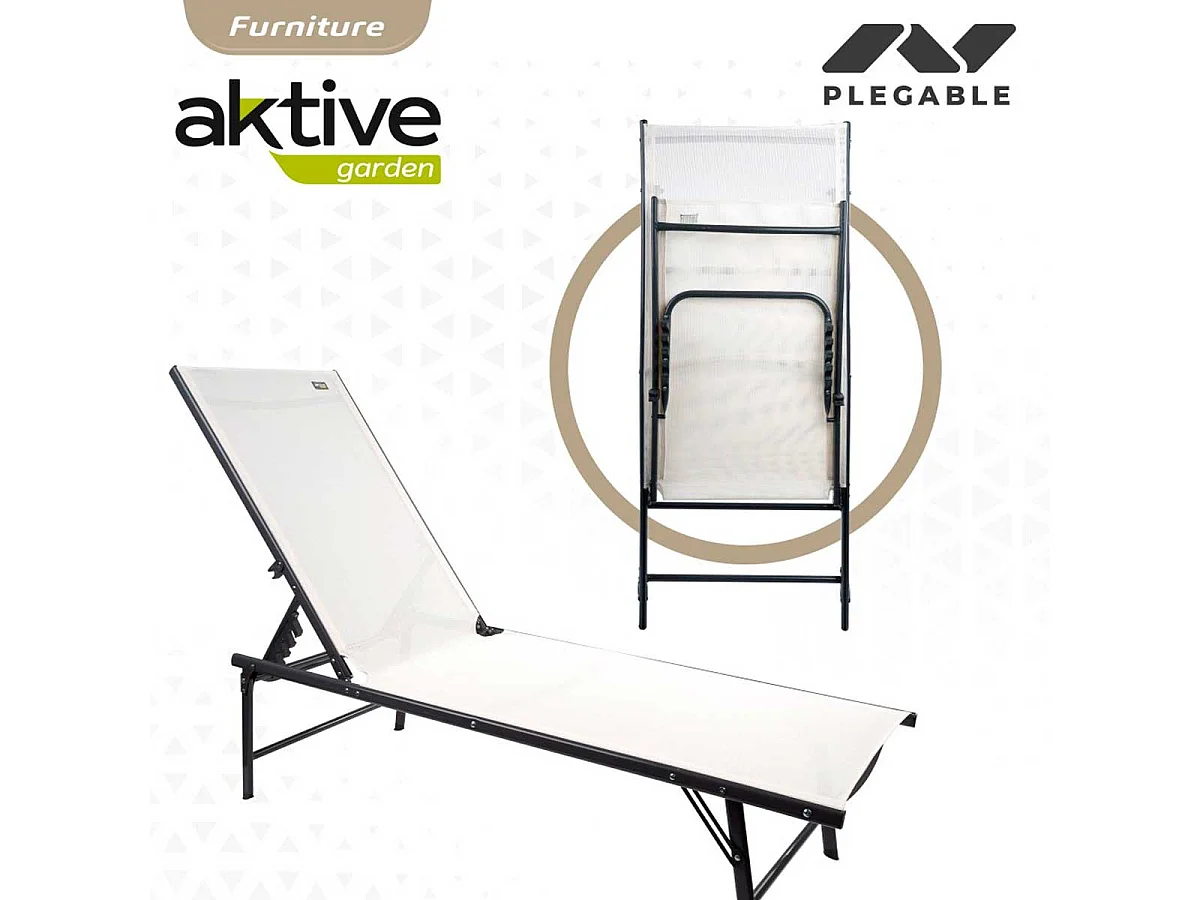 Tumbona Aktive Garden 6 posiciones plegable blanco