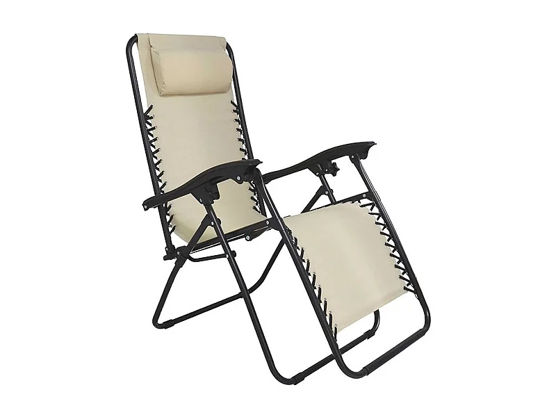 Tumbona reclinable con cojín beige 110x65x90 cm