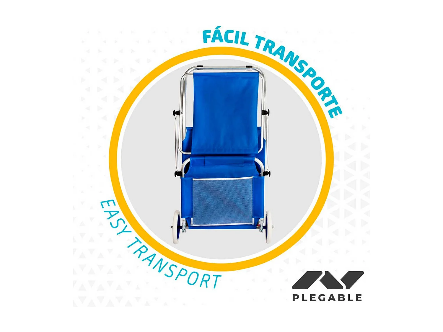 Tumbona/carrito 2 en 1 Aktive Beach plegable con ruedas azul 62x62x117 cm