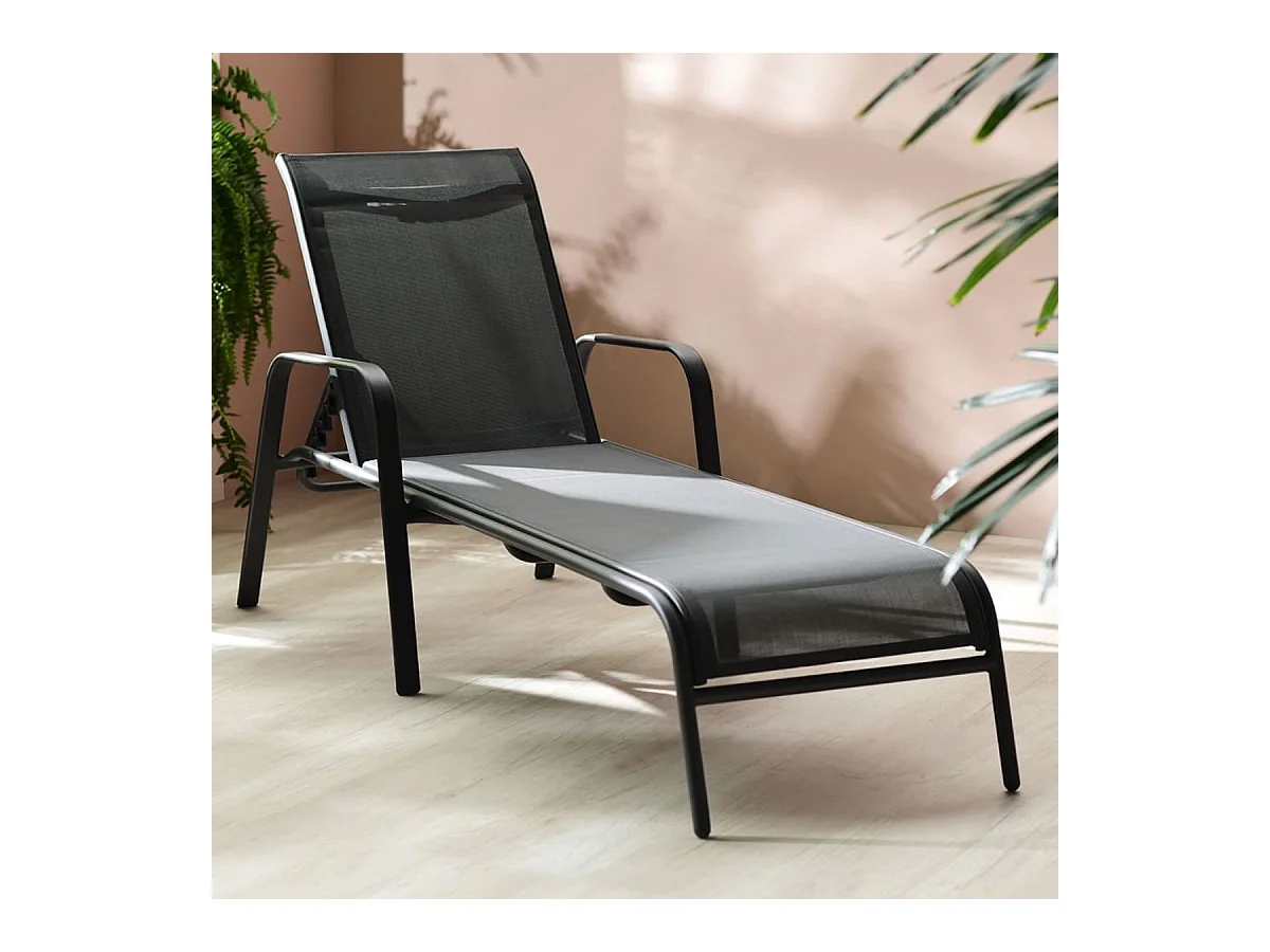 Tumbona Bora Bora respaldo abatible gris 98x67x193 cm