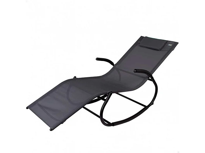 Tumbona mecedora Aktive con cojín antracita 75x60x172 cm