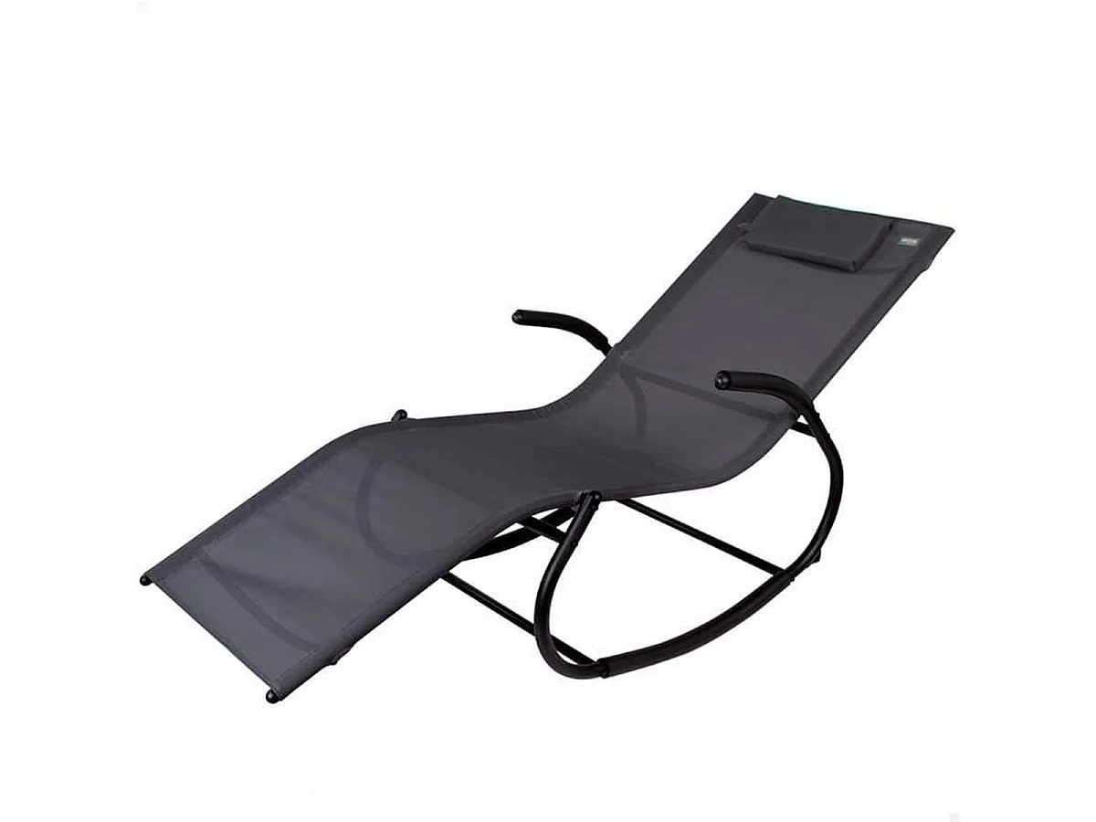 Tumbona mecedora Aktive con cojín antracita 75x60x172 cm