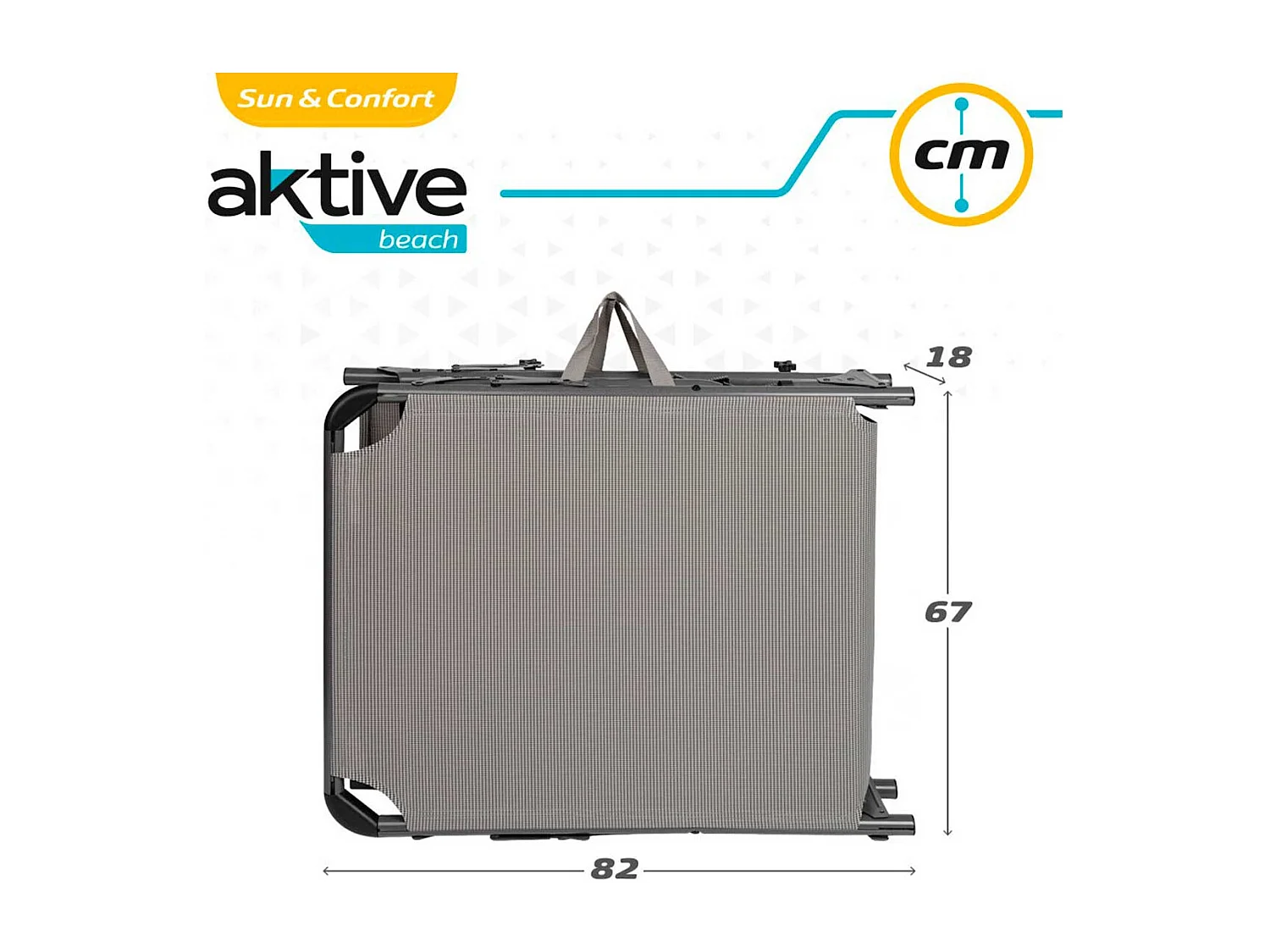 Tumbona XL Aktive Beach 5 posiciones plegable con parasol y cojín gris 48/96x67x193 cm