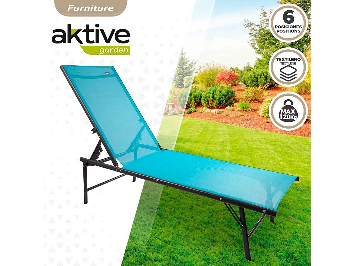 Tumbona Aktive Garden 6 posiciones plegable azul