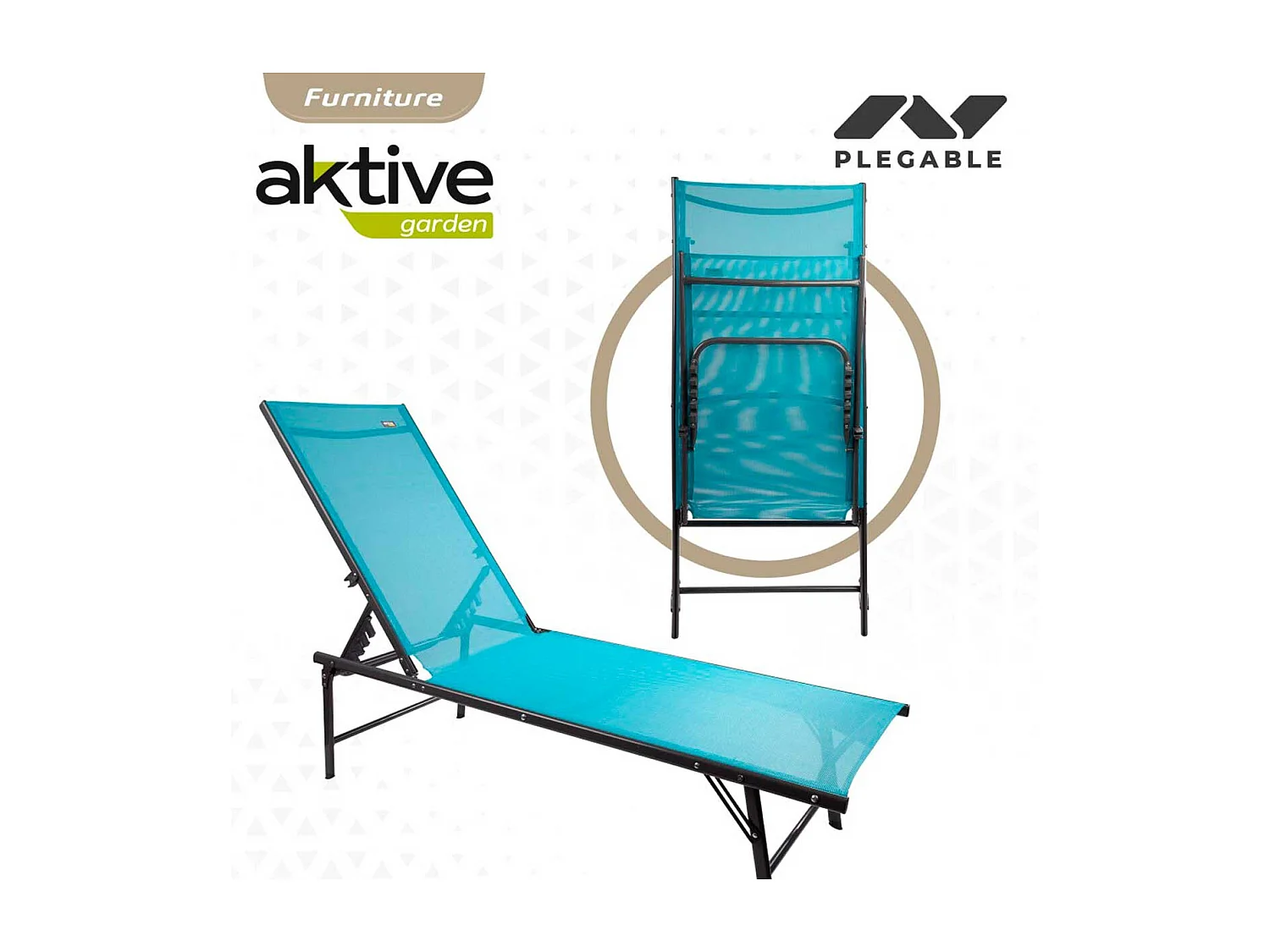 Tumbona Aktive Garden 6 posiciones plegable azul