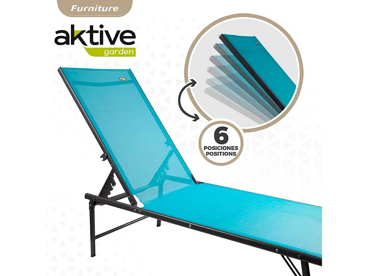 Tumbona Aktive Garden 6 posiciones plegable azul