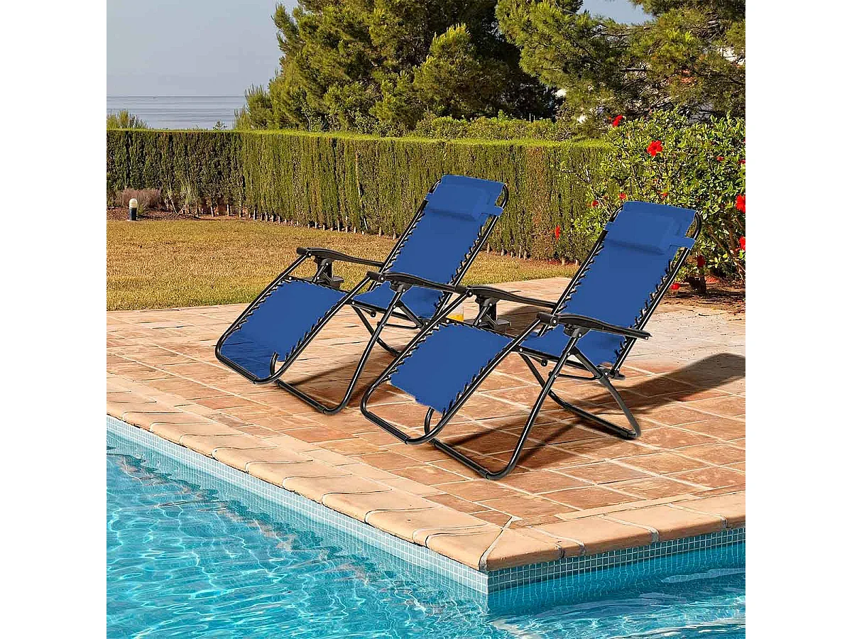 Tumbona reclinable azul 110x65x90 cm