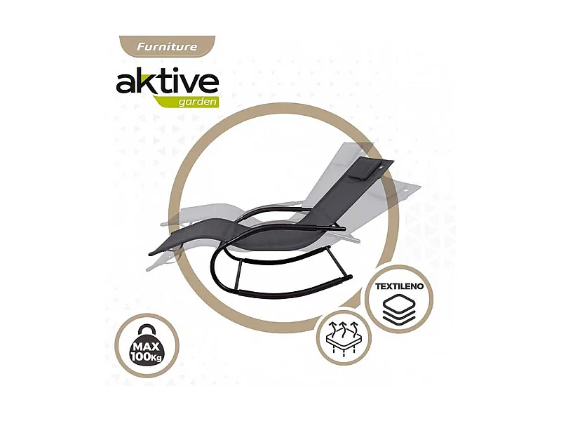 Tumbona mecedora Aktive con sistema de balanceo antracita 83x63x158 cm