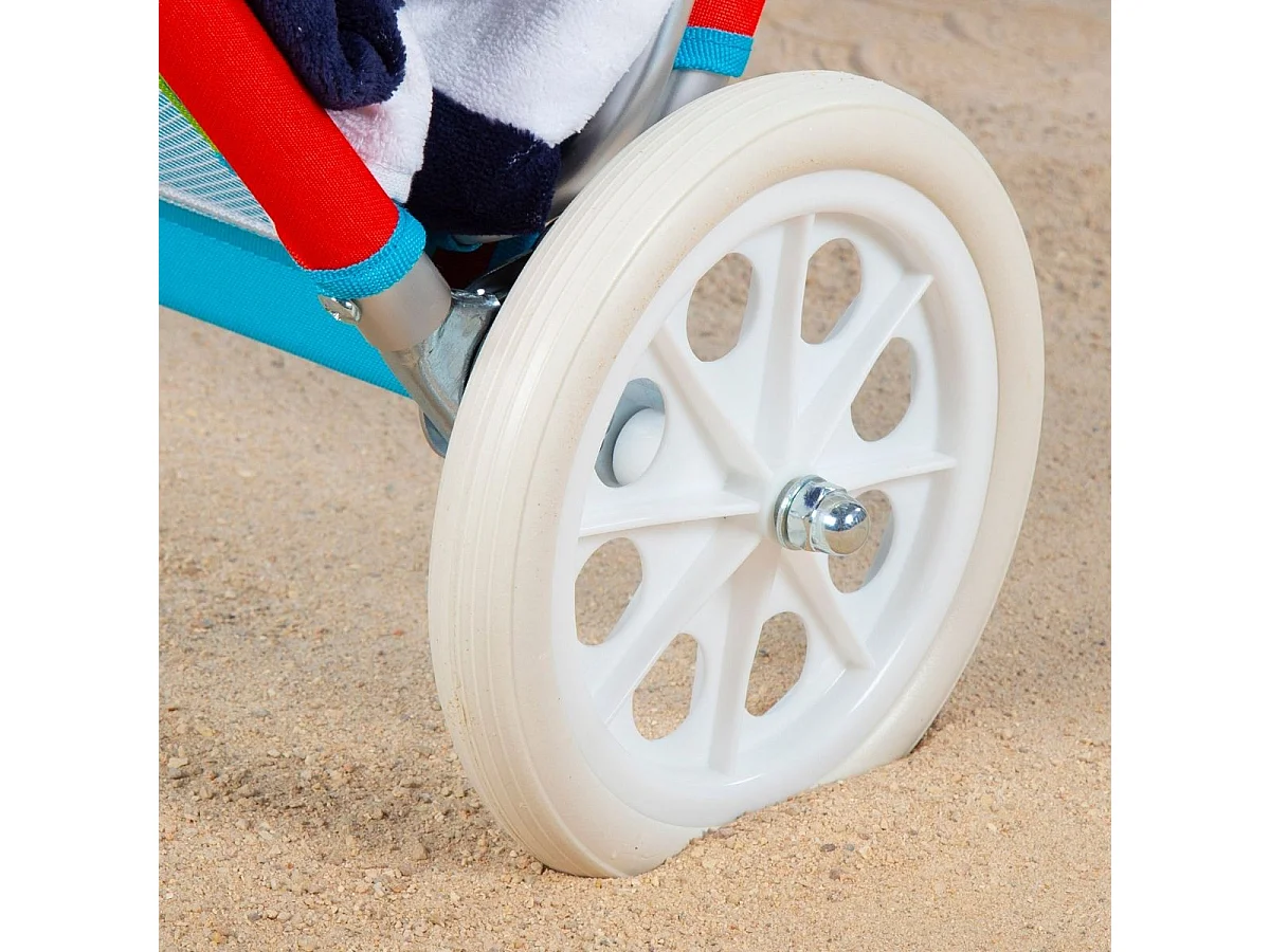 Tumbona de playa Aktive asa de transporte + ruedas + toldo multicolor 62x62x117 cm