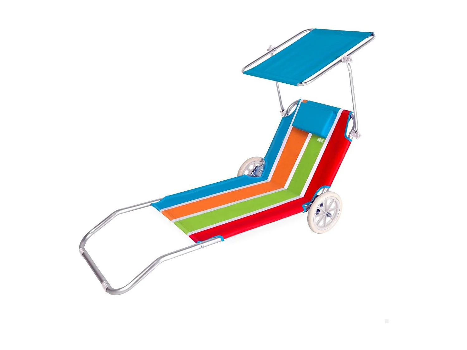 Tumbona de playa Aktive asa de transporte + ruedas + toldo multicolor 62x62x117 cm