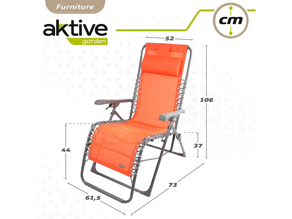 Tumbona Aktive Garden plegable con reposacabezas sensación flotante naranja